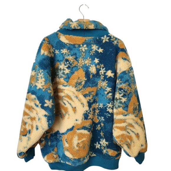 Free People Floral Sherpa Pullover Jacket Warm Comfy Cozy Winter Ski Cabincore - Picture 2 of 8